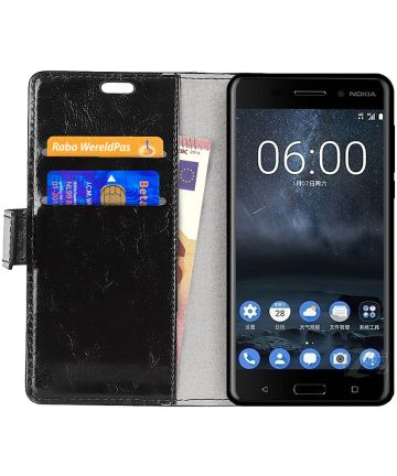 Nokia 2 Hoesje met Kaarthouder Zwart Hoesjes