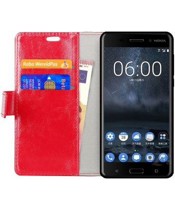 Nokia 2 hoesje met kaarthouder Rood Hoesjes