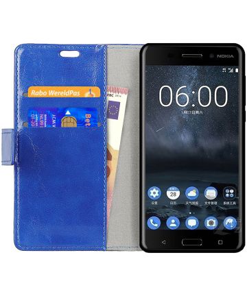Nokia 2 hoesje met kaarthouder Blauw Hoesjes