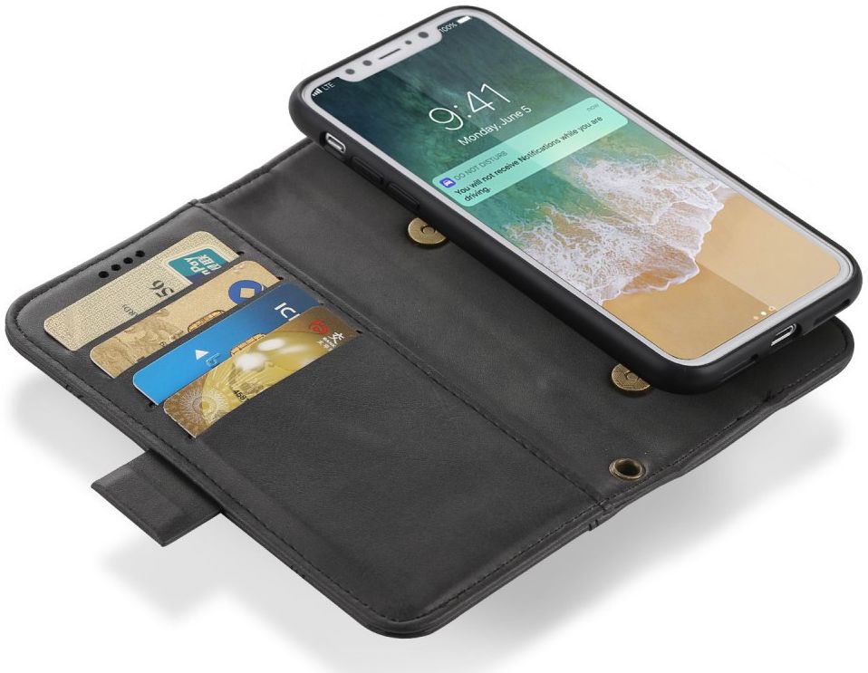 Apple iPhone X Luxe 2-in-1 Portemonnee Hoesje Zwart afbeelding 12