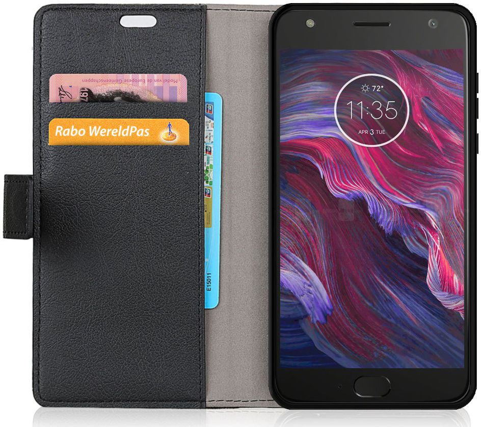 Motorola Moto X4 Portemonnee Hoesje Zwart afbeelding 1