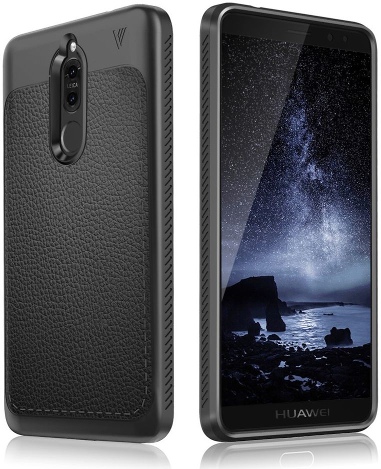 Huawei Mate 10 Lite Hoesje met Kunstleer Coating Zwart afbeelding 1