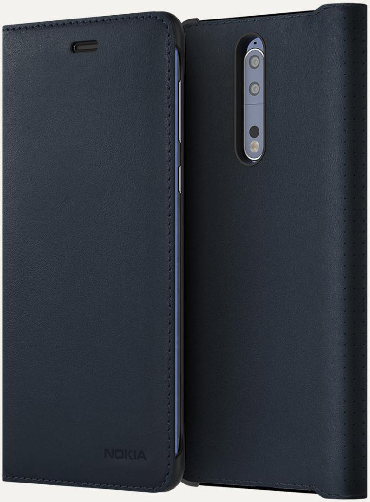 Originele Nokia 8 CP-801 Lederen Flip Case Blauw afbeelding 1