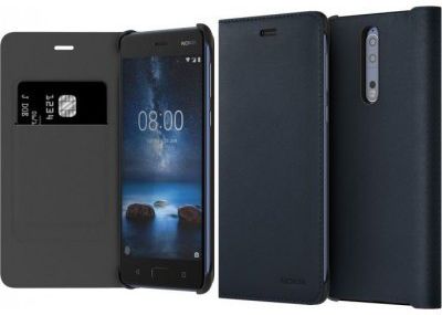 Originele Nokia 8 CP-801 Lederen Flip Case Blauw afbeelding 2