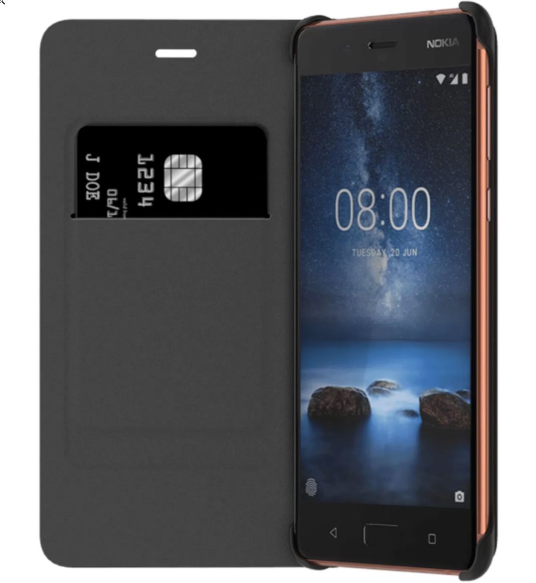 Originele Nokia 8 CP-801 Lederen Flip Case Blauw afbeelding 3