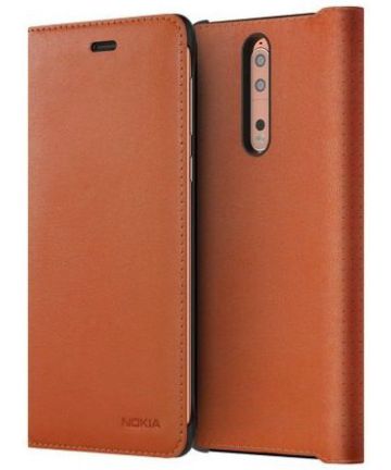 Originele Nokia 8 CP-801 Lederen Flip Case Bruin Hoesjes