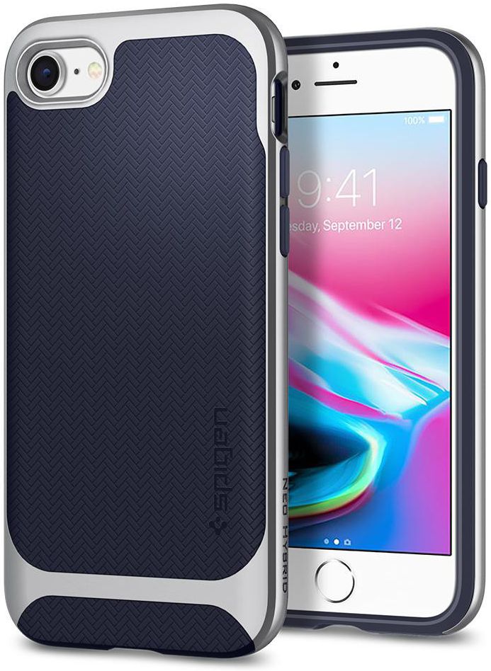 Spigen Neo Hybrid Herringbone iPhone 7 / 8 Hoesje Zilver afbeelding 1