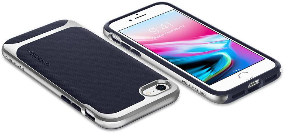 Spigen Neo Hybrid Herringbone iPhone 7 / 8 Hoesje Zilver afbeelding 4