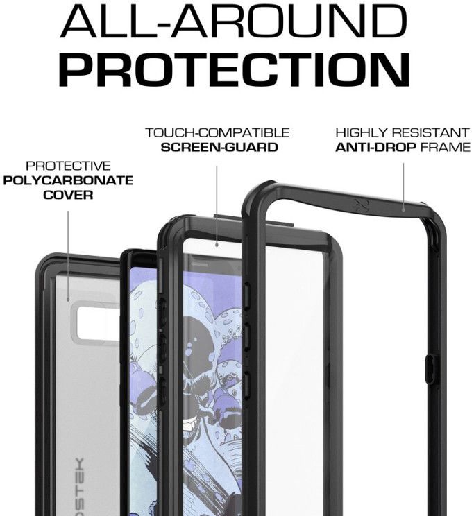 Ghostek Nautical 2 Waterbestendig Hoesje Samsung Galaxy Note 8 Zwart afbeelding 2