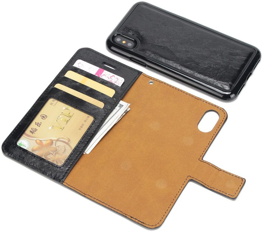 Apple iPhone X / XS Bookcase en Backcover 2-in-1 Hoesje Zwart afbeelding 2