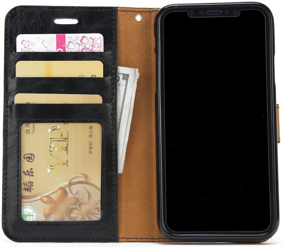 Apple iPhone X / XS Bookcase en Backcover 2-in-1 Hoesje Zwart afbeelding 1