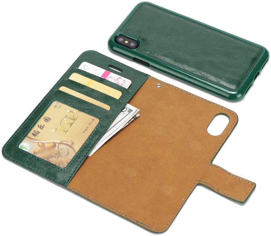 Apple iPhone X / XS Bookcase en Backcover 2-in-1 Hoesje Groen afbeelding 2