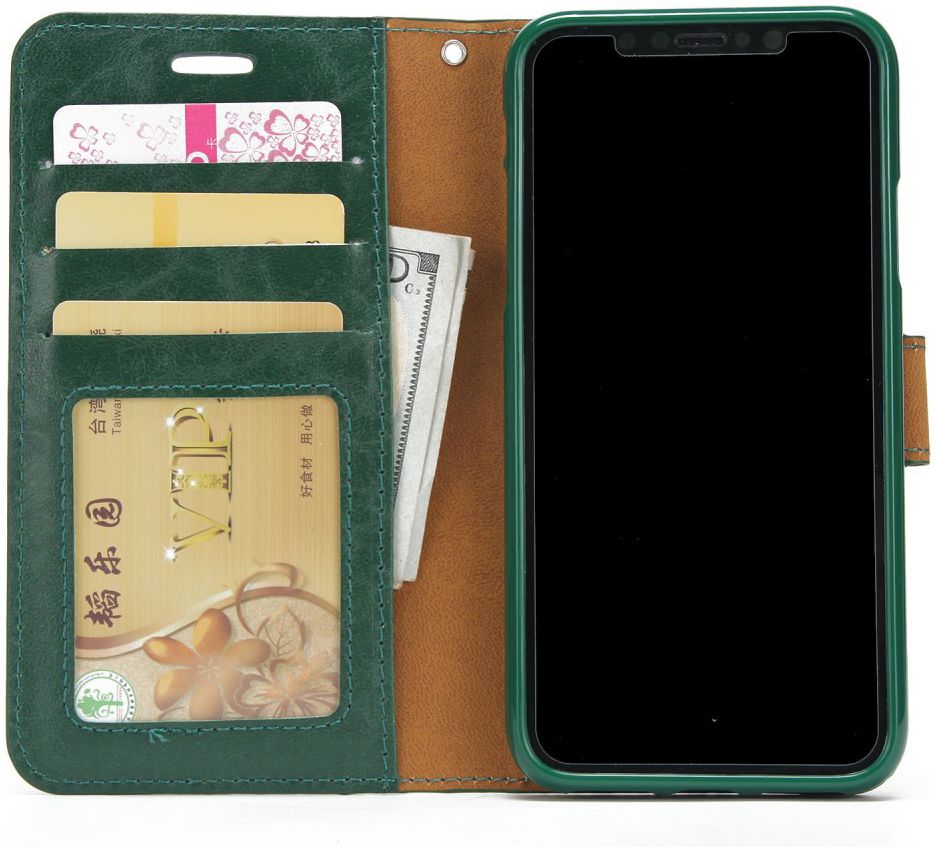 Apple iPhone X / XS Bookcase en Backcover 2-in-1 Hoesje Groen afbeelding 3