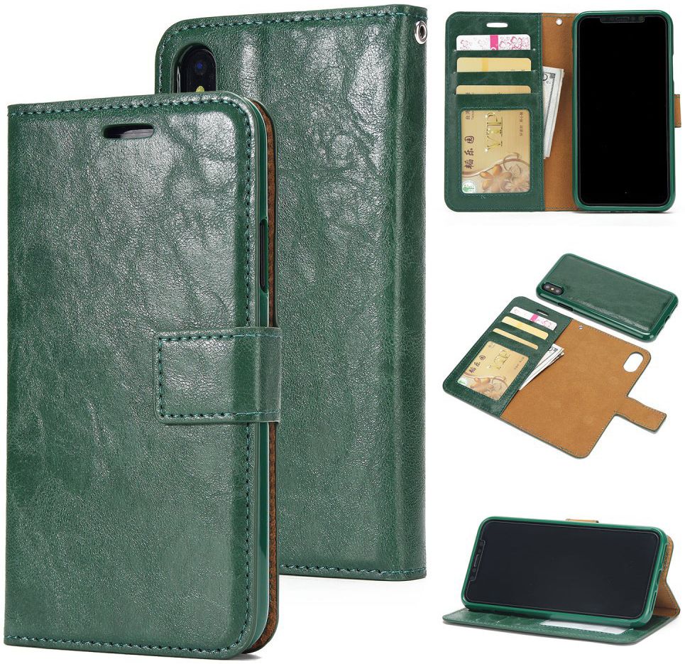 Apple iPhone X / XS Bookcase en Backcover 2-in-1 Hoesje Groen afbeelding 6