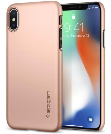 Spigen Thin Fit A Case Apple iPhone X Roze Goud Hoesjes