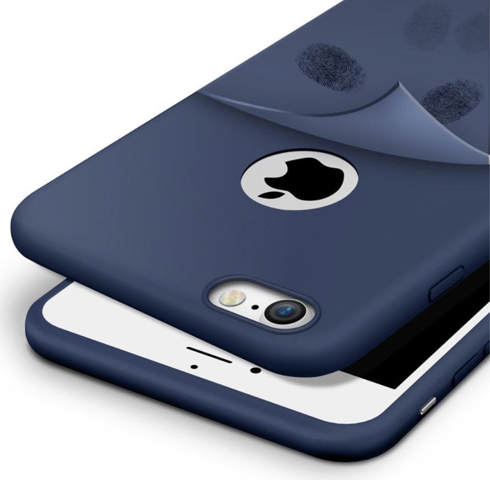Apple iPhone 8 Frosted Siliconen Hoesje Blauw afbeelding 5