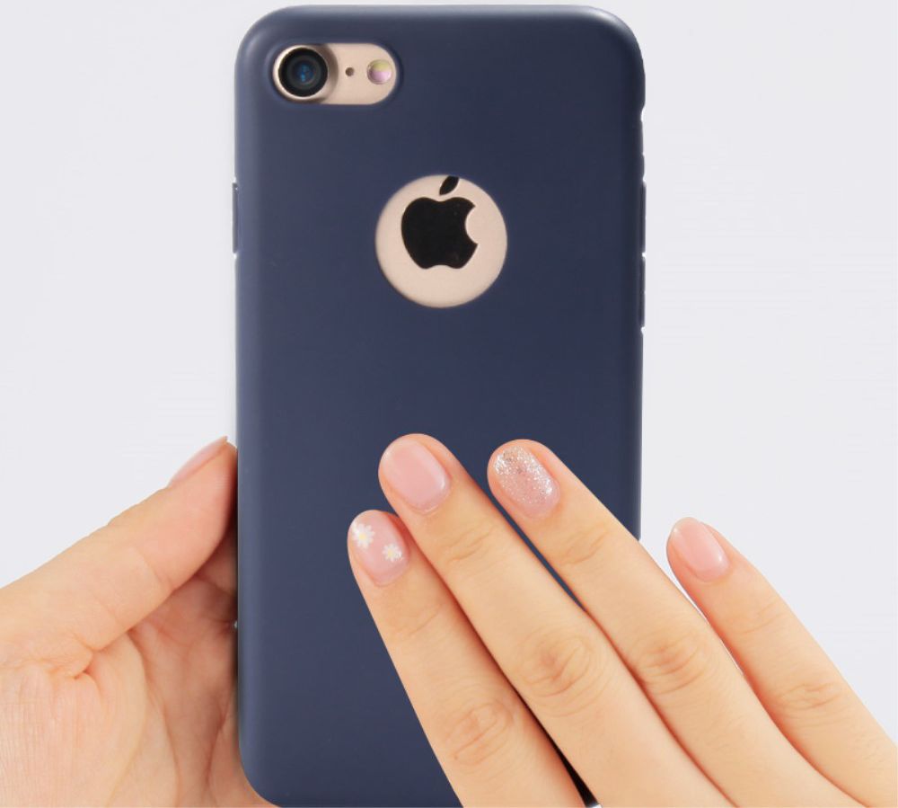Apple iPhone 8 Frosted Siliconen Hoesje Blauw afbeelding 2