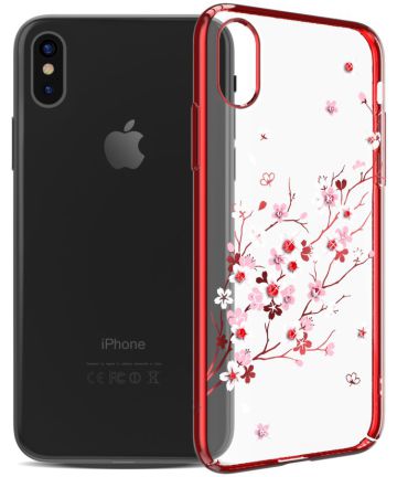 Transparant Apple iPhone X hoesje met Blossom Opdruk Rood Hoesjes