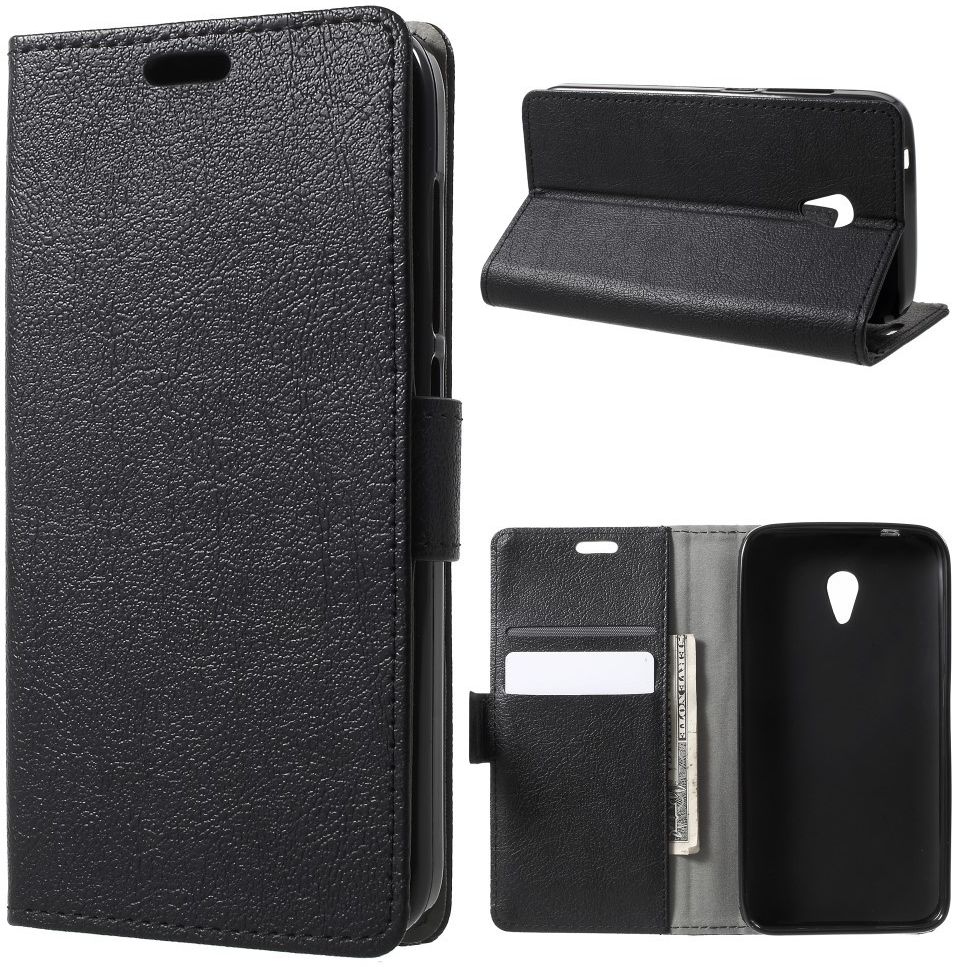 Alcatel U5 3G Portemonnee Hoesje Zwart afbeelding 1