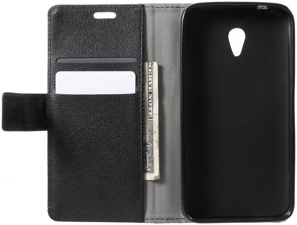 Alcatel U5 3G Portemonnee Hoesje Zwart afbeelding 2