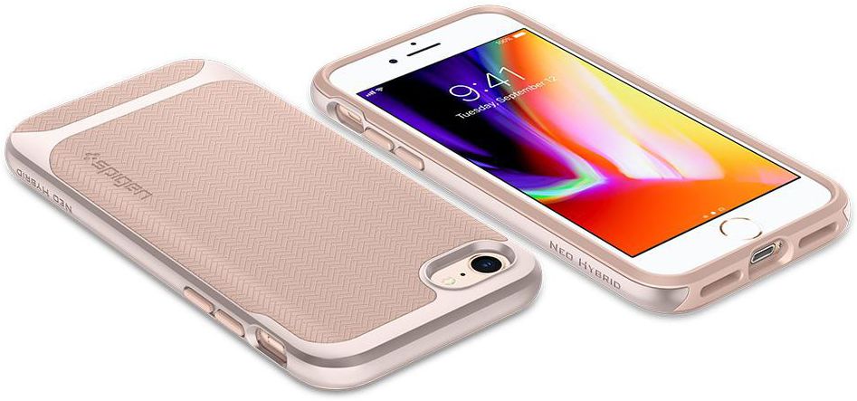 Spigen Neo Hybrid Herringbone Hoesje iPhone 8 Pale Dogwood afbeelding 9
