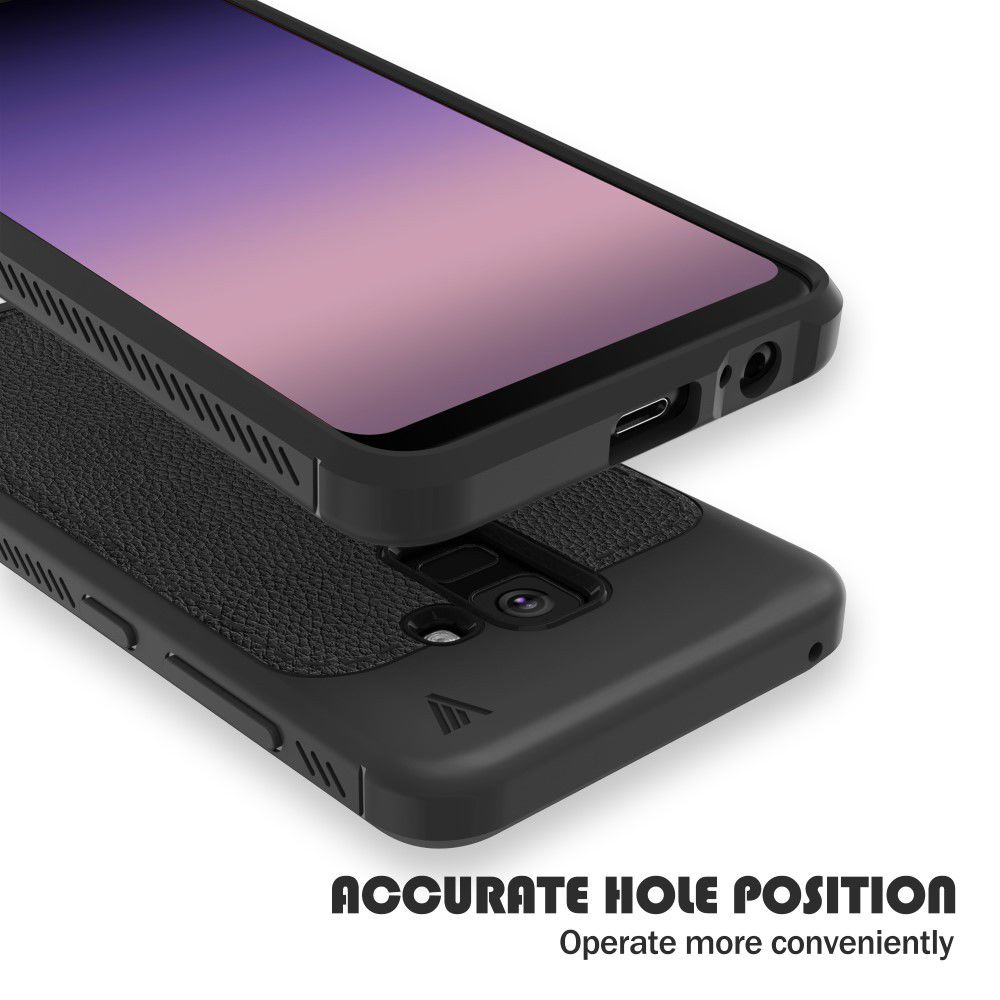 Samsung Galaxy A8 (2018) Backcover met Lederen Coating Zwart afbeelding 4