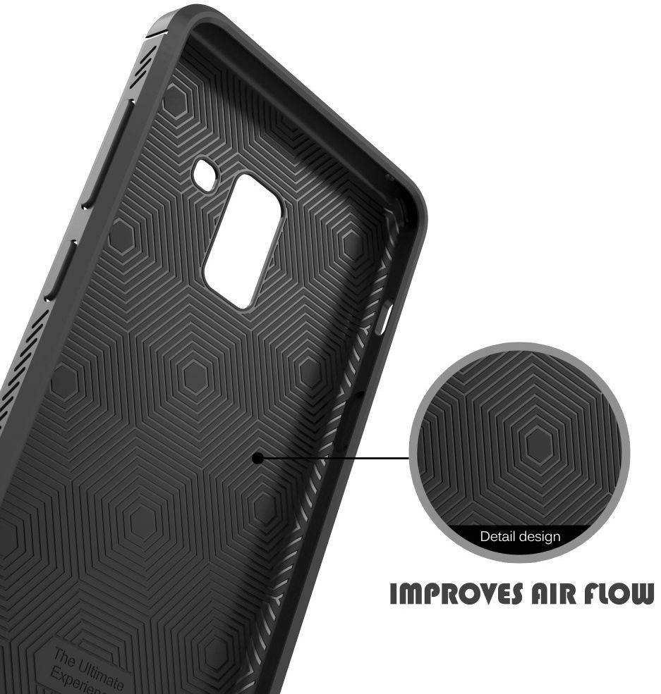 Samsung Galaxy A8 (2018) Backcover met Lederen Coating Zwart afbeelding 6
