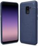 Samsung Galaxy A8 (2018) Backcover met Lederen Coating Blauw