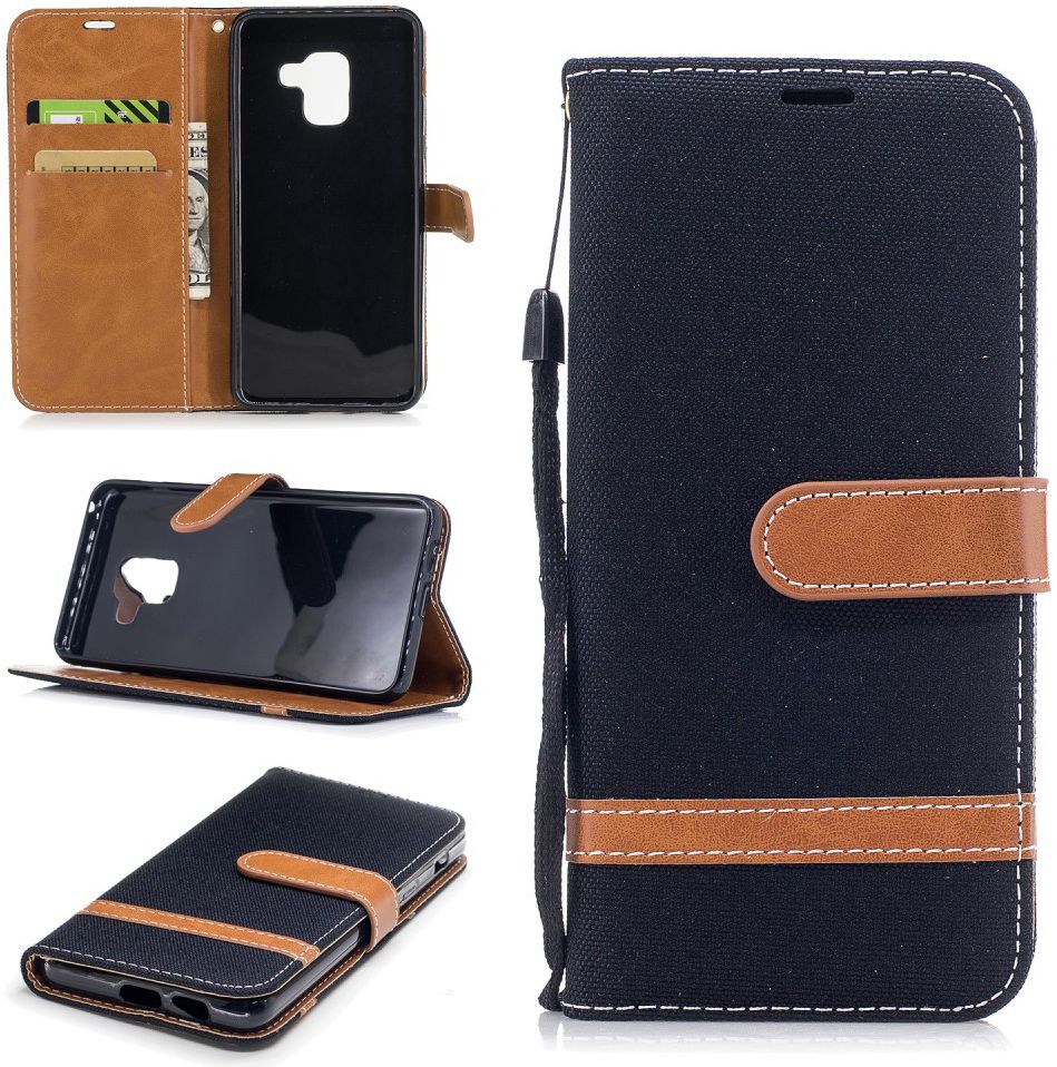 Samsung Galaxy A8 (2018) Two-Tone Portemonnee Hoesje Zwart afbeelding 7