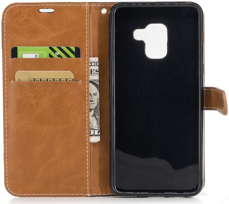 Samsung Galaxy A8 (2018) Two-Tone Portemonnee Hoesje Zwart afbeelding 8