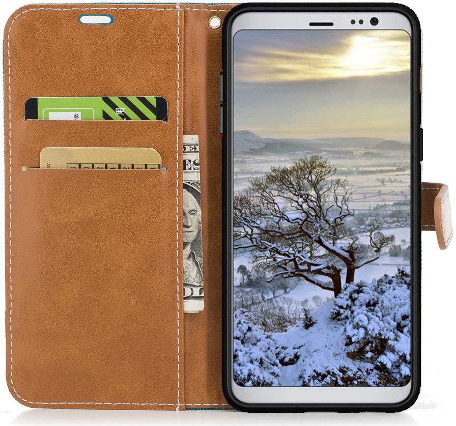 Samsung Galaxy A8 (2018) Two-Tone Portemonnee Hoesje Zwart afbeelding 2