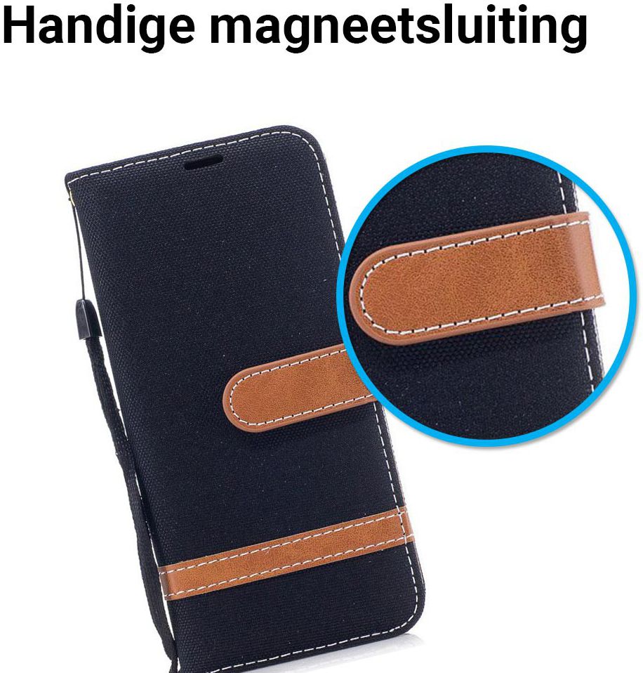 Samsung Galaxy A8 (2018) Two-Tone Portemonnee Hoesje Zwart afbeelding 3