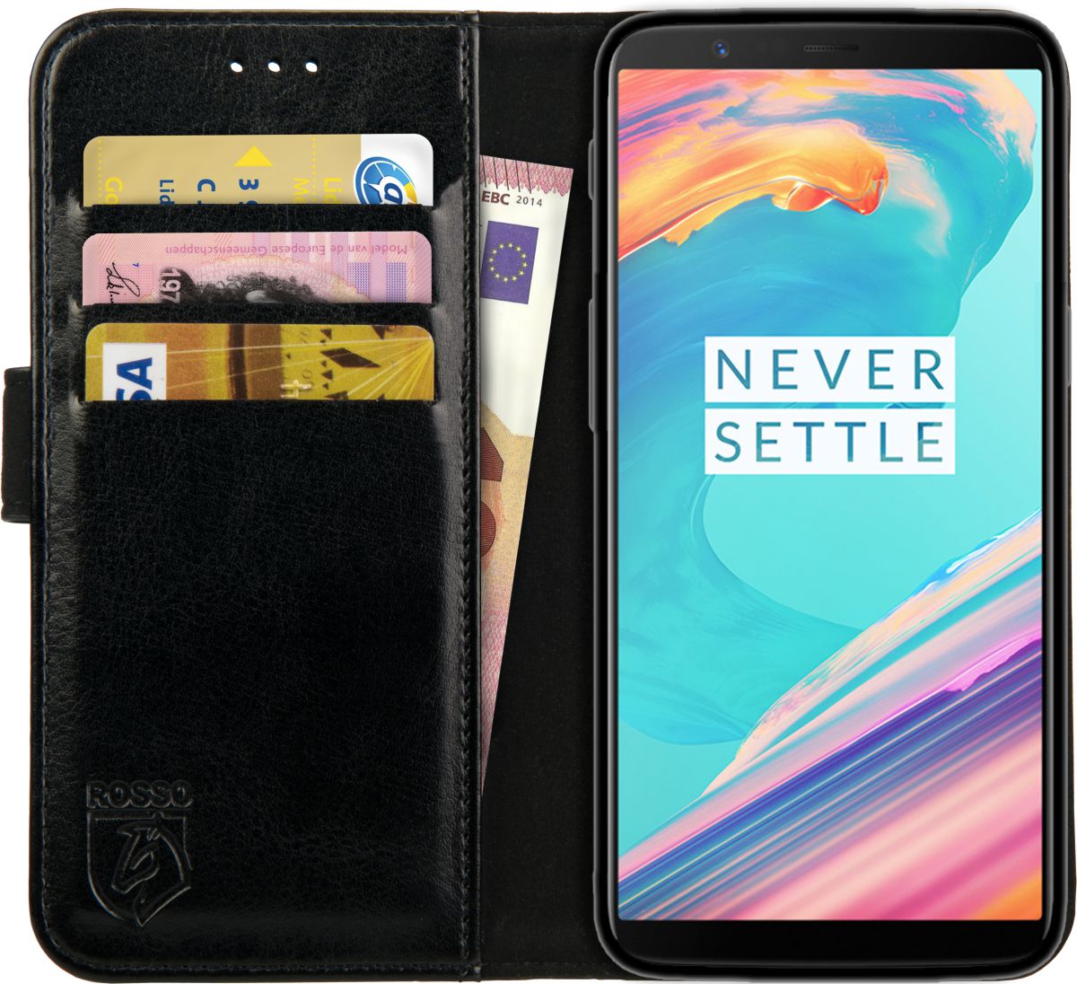 Rosso Element OnePlus 5T Hoesje Book Cover Zwart afbeelding 1
