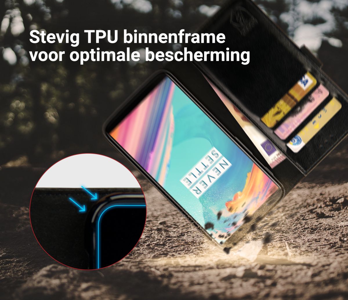 Rosso Element OnePlus 5T Hoesje Book Cover Zwart afbeelding 5