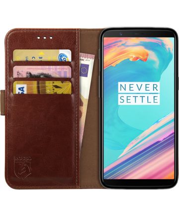 Rosso Element OnePlus 5T Hoesje Book Cover Bruin Hoesjes