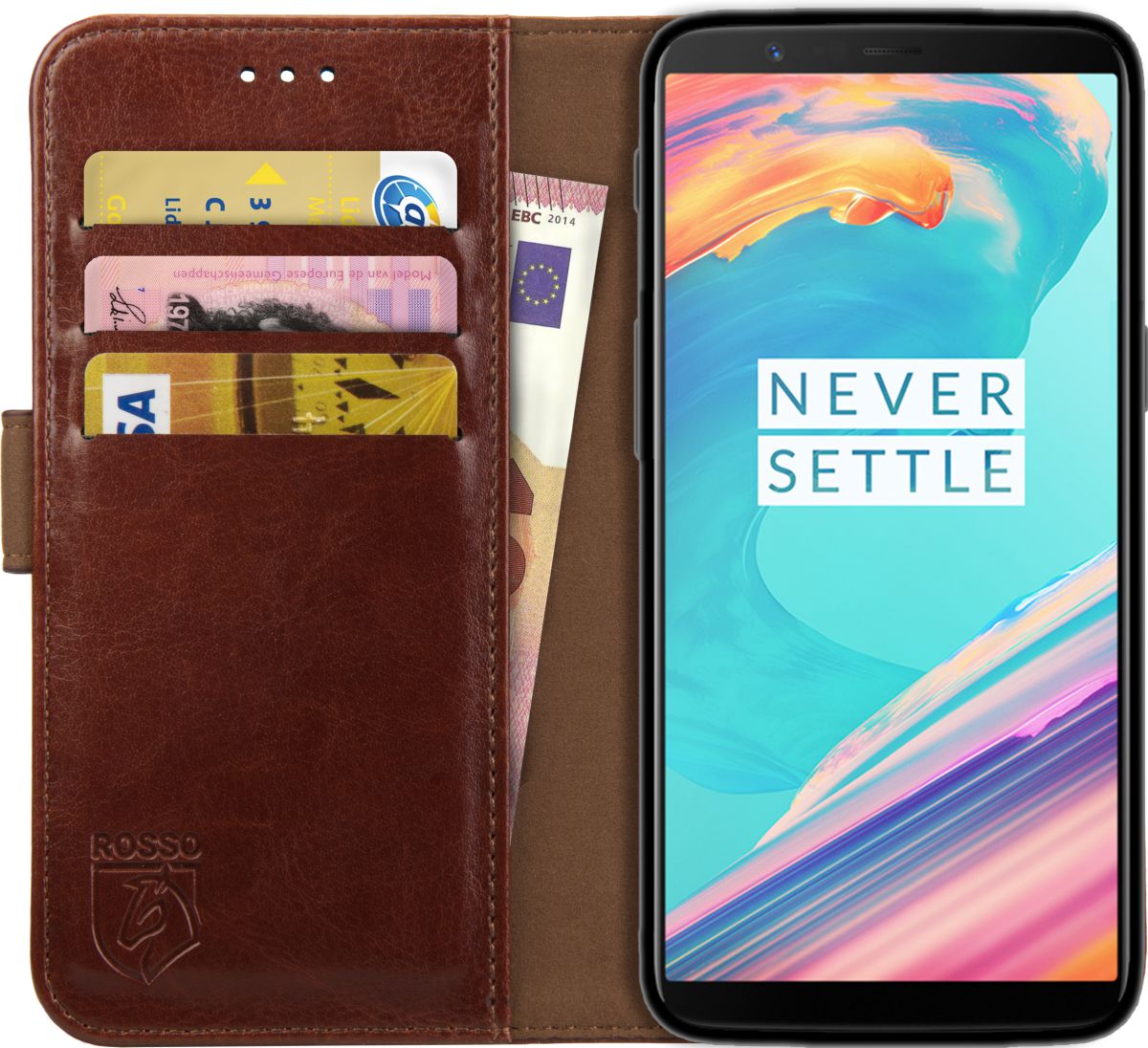 Rosso Element OnePlus 5T Hoesje Book Cover Bruin afbeelding 1