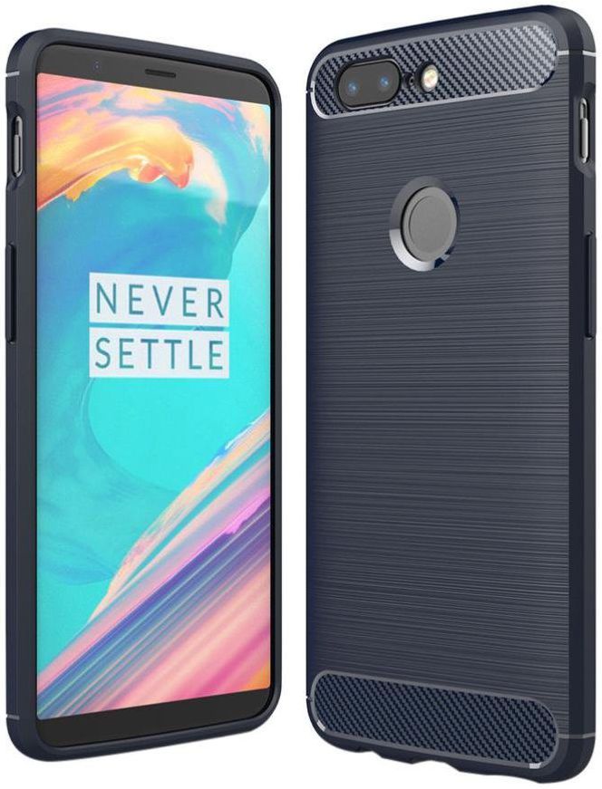 OnePlus 5T Geborsteld TPU Hoesje Blauw afbeelding 1