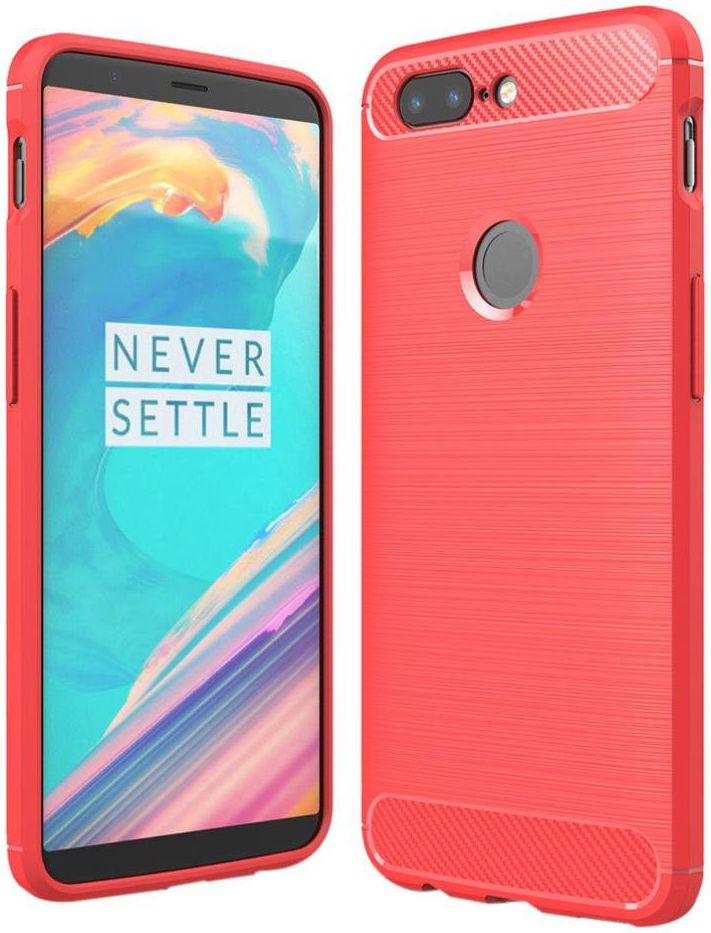 OnePlus 5T Geborsteld TPU Hoesje Rood afbeelding 1