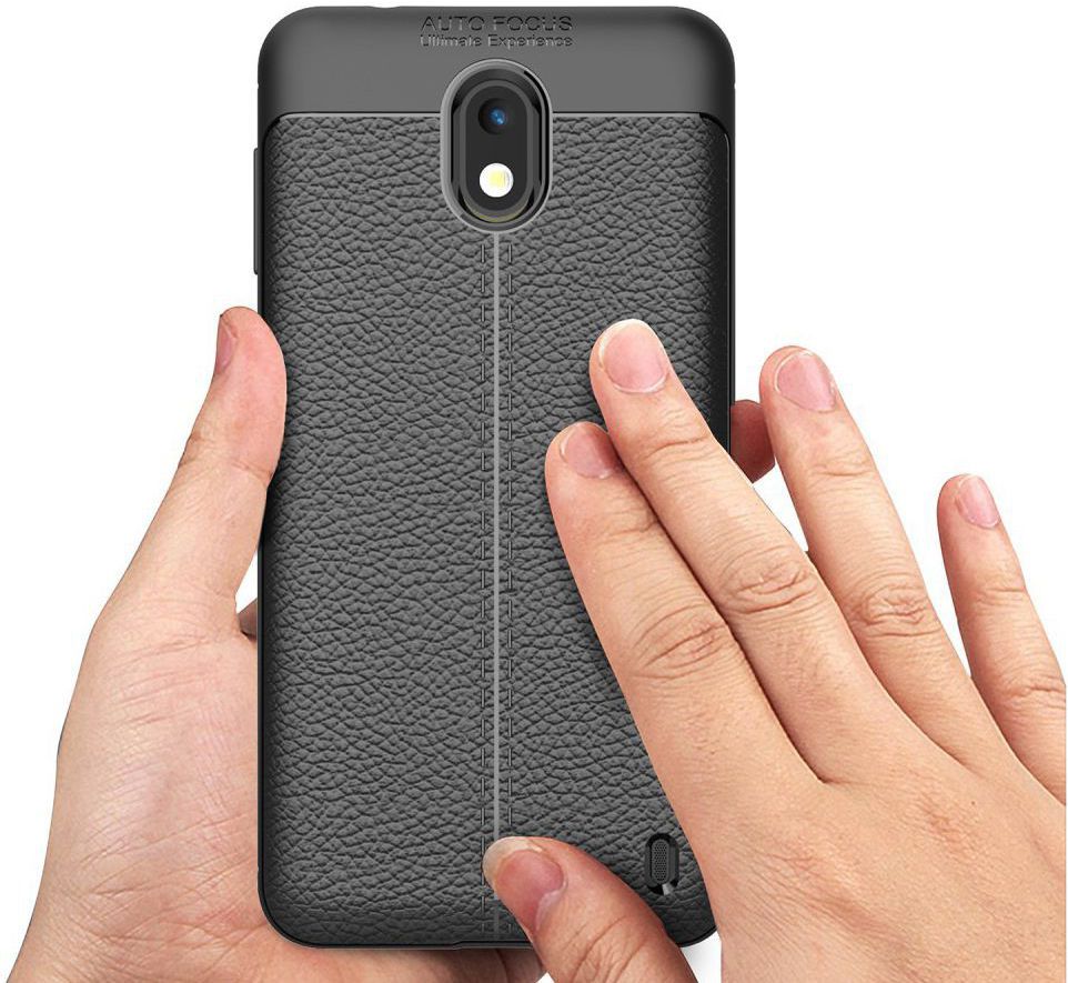 Nokia 2 Hoesje met Kunstleer Coating Zwart afbeelding 3