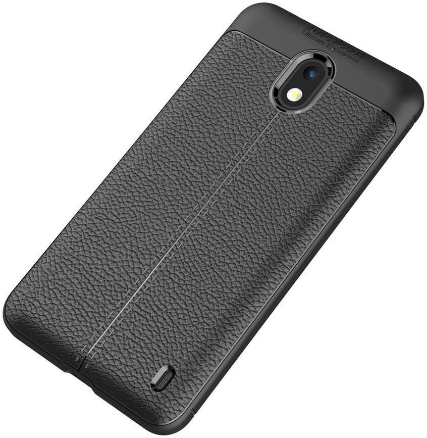 Nokia 2 Hoesje met Kunstleer Coating Zwart afbeelding 4