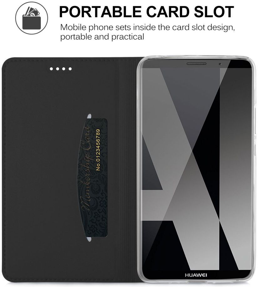 Huawei Mate 10 Pro Magnetisch Portemonnee Hoesje Zwart afbeelding 1