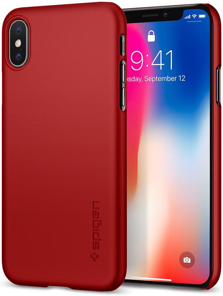 Spigen Thin Fit Metallic Red Apple iPhone X afbeelding 1