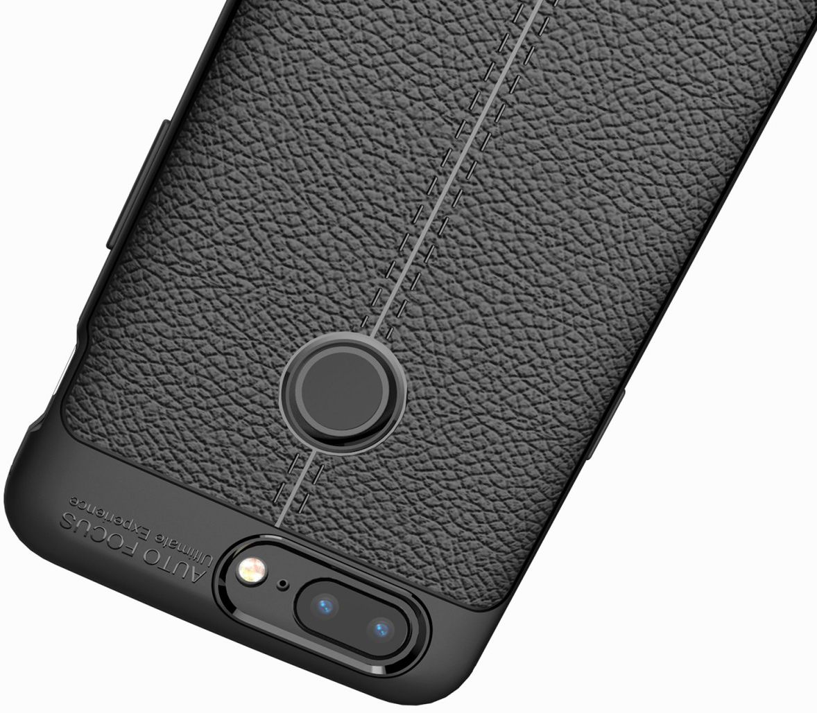 OnePlus 5T Hoesje TPU Met Leren Textuur Zwart afbeelding 4