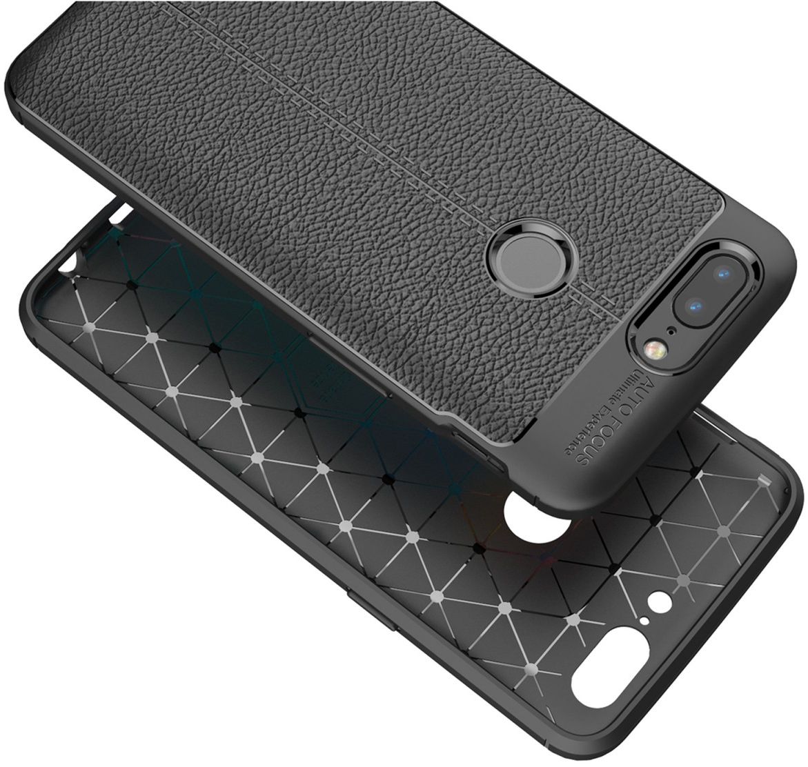 OnePlus 5T Hoesje TPU Met Leren Textuur Zwart afbeelding 7