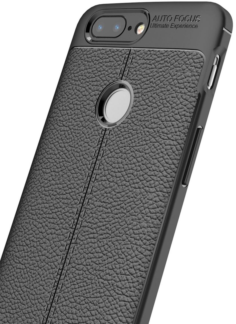 OnePlus 5T Hoesje TPU Met Leren Textuur Zwart afbeelding 8