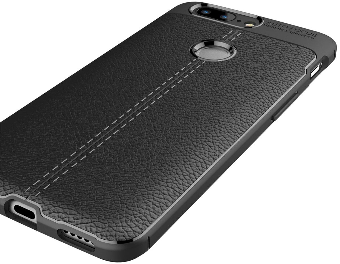 OnePlus 5T Hoesje TPU Met Leren Textuur Zwart afbeelding 9