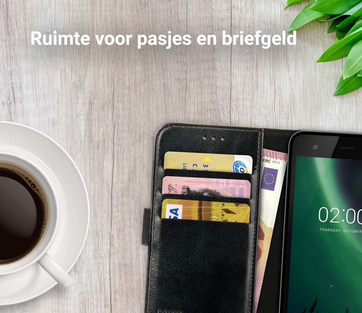 Rosso Element Nokia 2 Hoesje Book Cover Zwart afbeelding 8