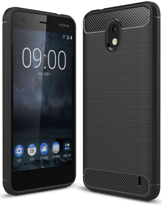 Nokia 2 Geborsteld TPU Hoesje Zwart afbeelding 1