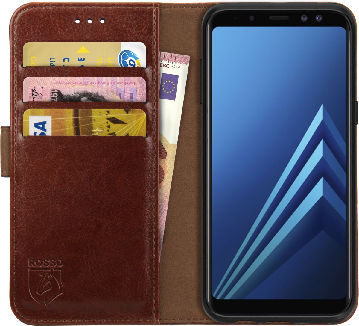 Rosso Element Samsung Galaxy A8 (2018) Hoesje Book Cover Bruin afbeelding 1