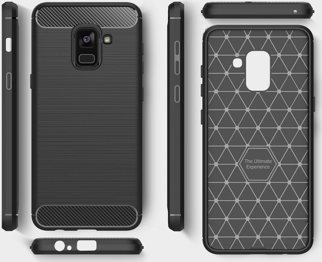 Samsung Galaxy A8 (2018) Geborsteld TPU Hoesje Zwart afbeelding 11